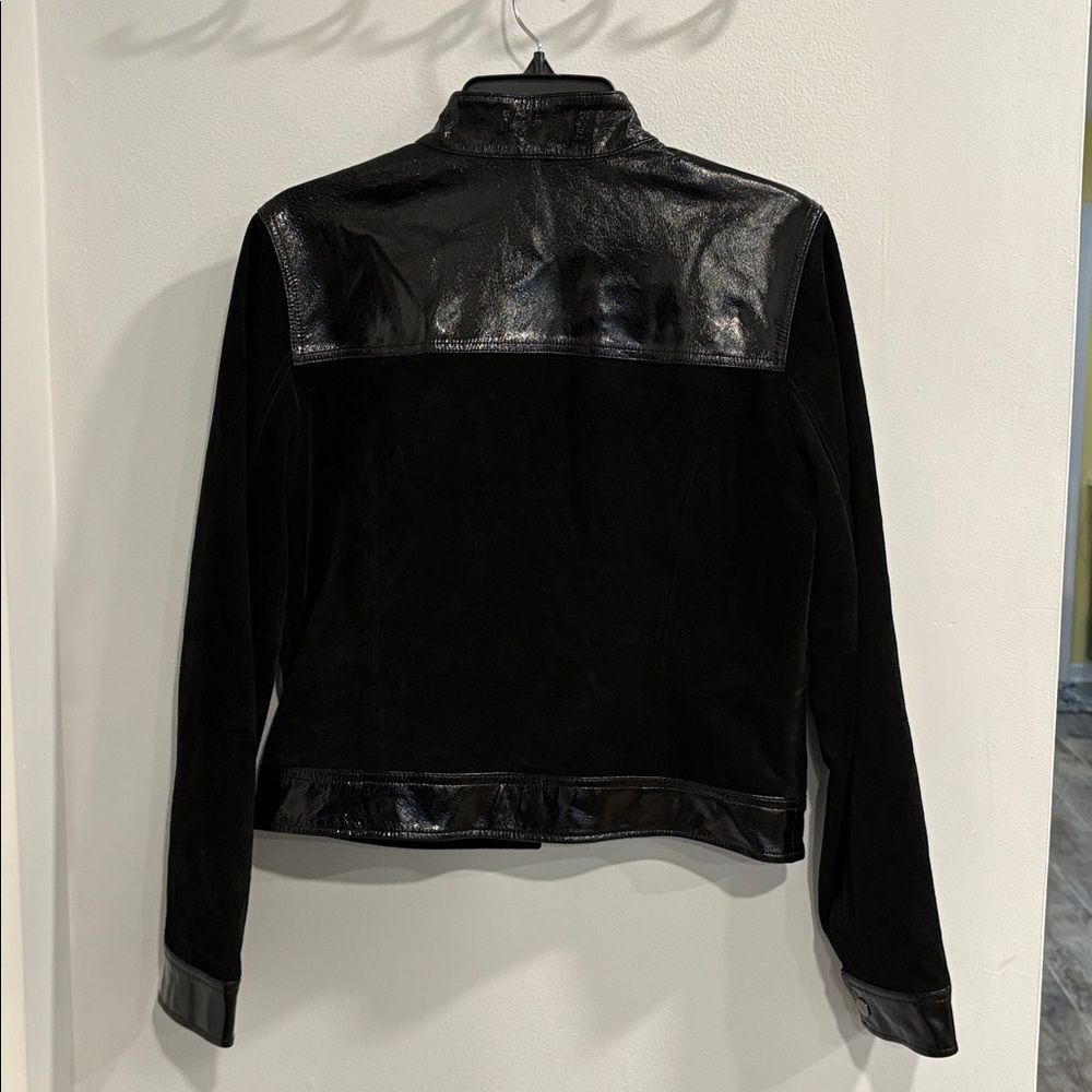 Leather/Suede Kenneth Cole Reaction Women’s 
Glossy Black Leather Suede Jacket - Picture 4 of 13